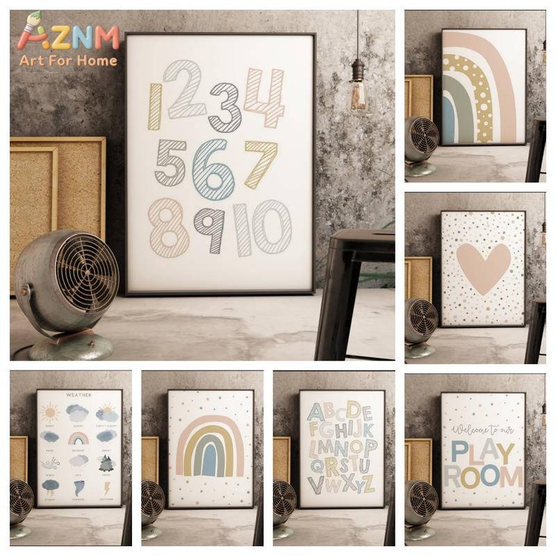 Kids Education Alphabet Numbers - لوحة فنية تعليمية للأطفال من AZNM