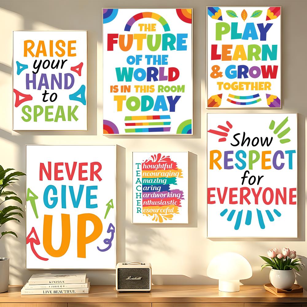 Kids Education Room - ملصق جداري تعليمي للأطفال بتصميم إيجابي،