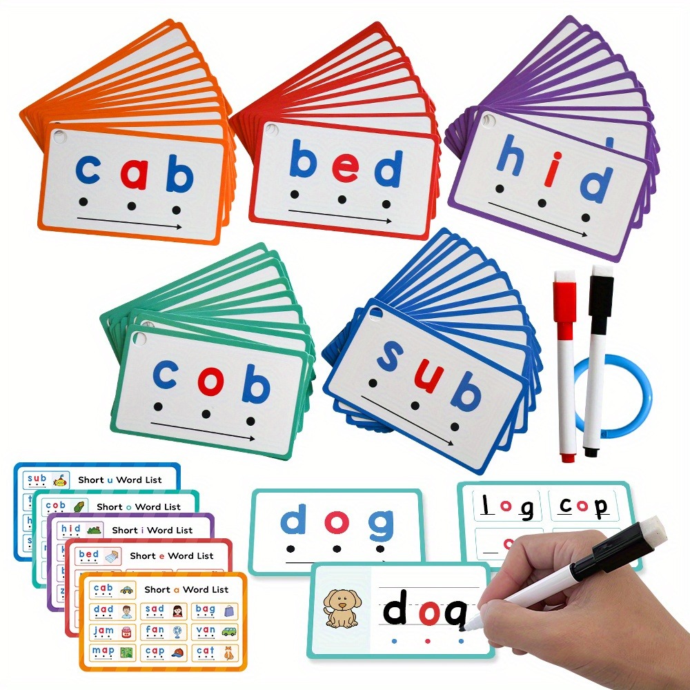 Phonics Card Game - المسح الجاف بخط اليد بطاقات فلاش
