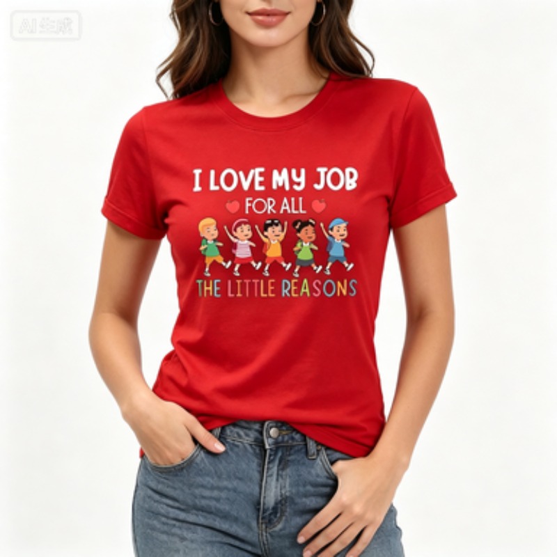 تي شيرت نسائي ضيق بأكمام قصيرة - مراجعة Kids Education Jobs وسعره